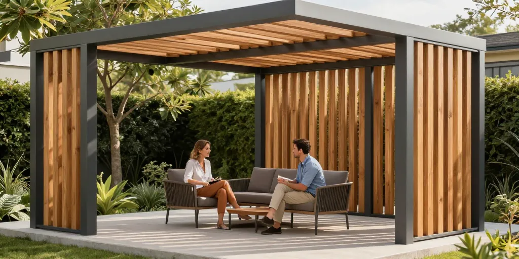 pergola bioclimatique bois et alu